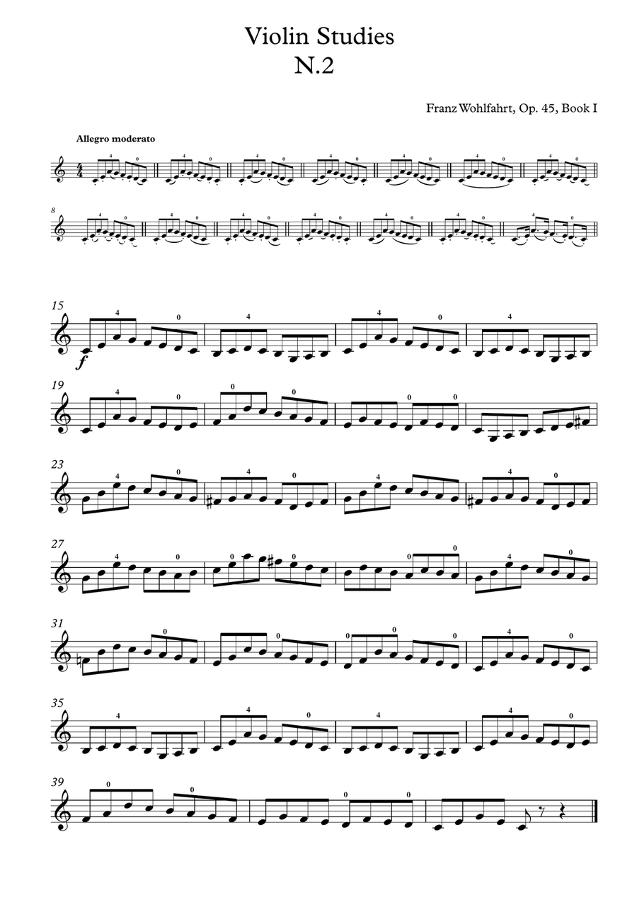 mp3 + pdf / F.Wohlfahrt, Etude N.2 +14 bowing variations, from 60 Etudes for Violin, Op.45, Book I, Violin Solo scores gallery preview page 1