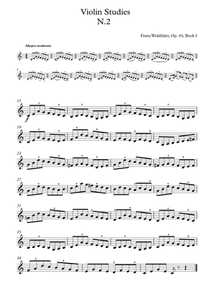 mp3 + pdf / F.Wohlfahrt, Etude N.2 +14 bowing variations, from 60 Etudes for Violin, Op.45, Book I, image number null