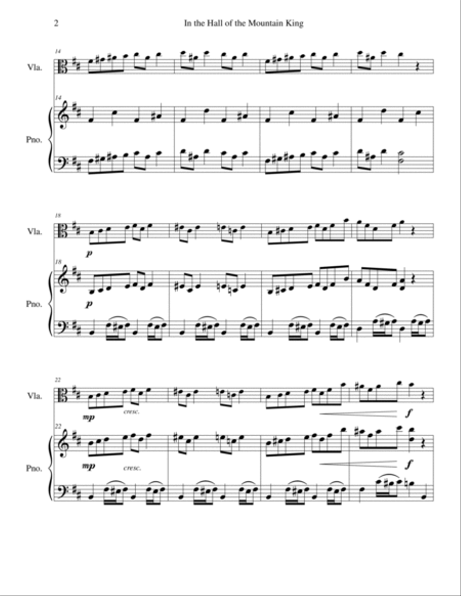 In the Hall of the Mountain King - Viola Solo Piano scores gallery preview page 2