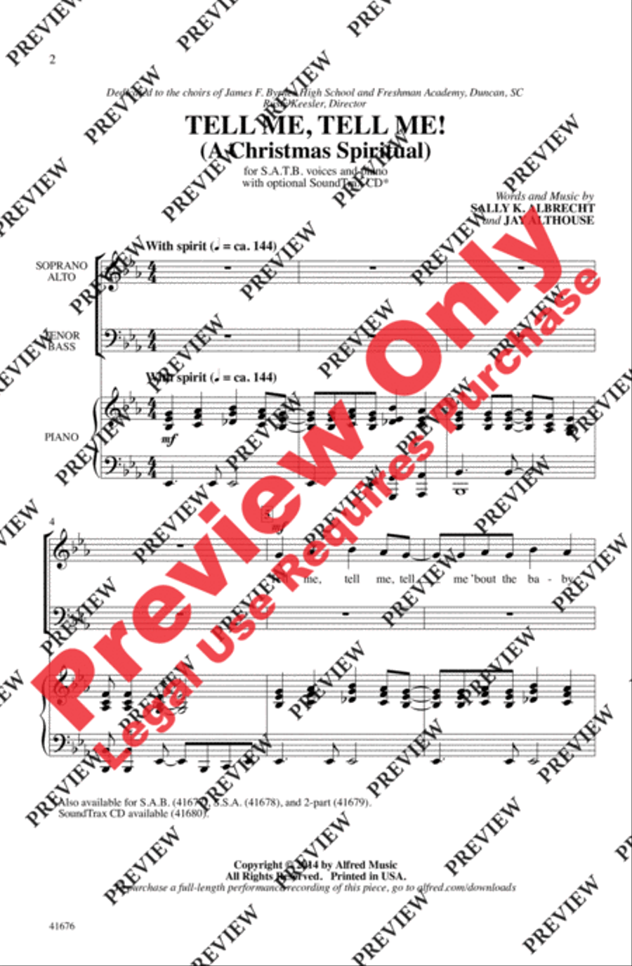 Tell Me, Tell Me! Tell Me, Tell Me! 4-Part scores gallery preview page 2