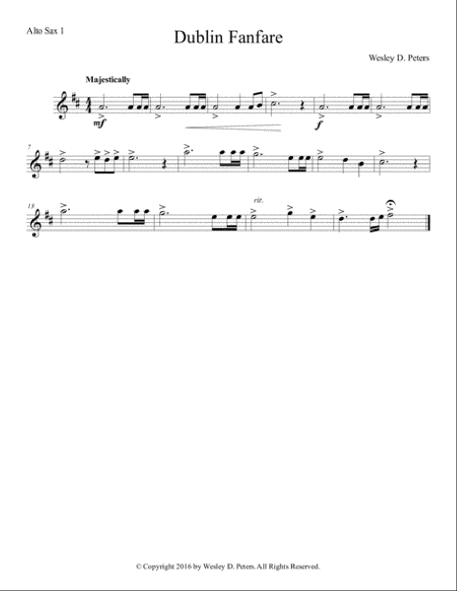 Dublin Fanfare (Saxophone Quintet) Saxophone Quintet scores gallery preview page 3