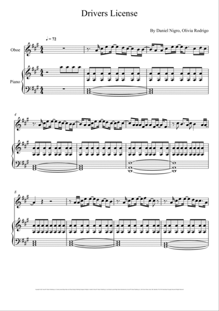Drivers License Piano scores gallery preview page 1