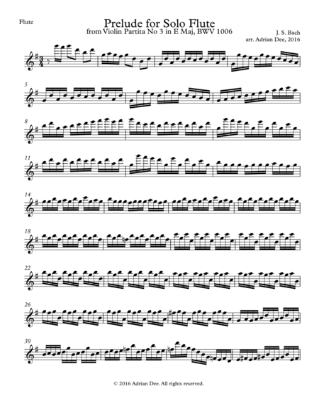 Prelude for Solo Flute, BWV 1006