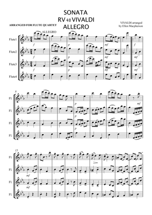 Book cover for Flute Quartet - Allegro by Vivaldi