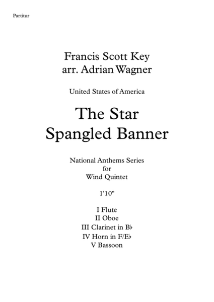 "The Star Spangled Banner" Wind Quintet arr. Adrian Wagner image number null