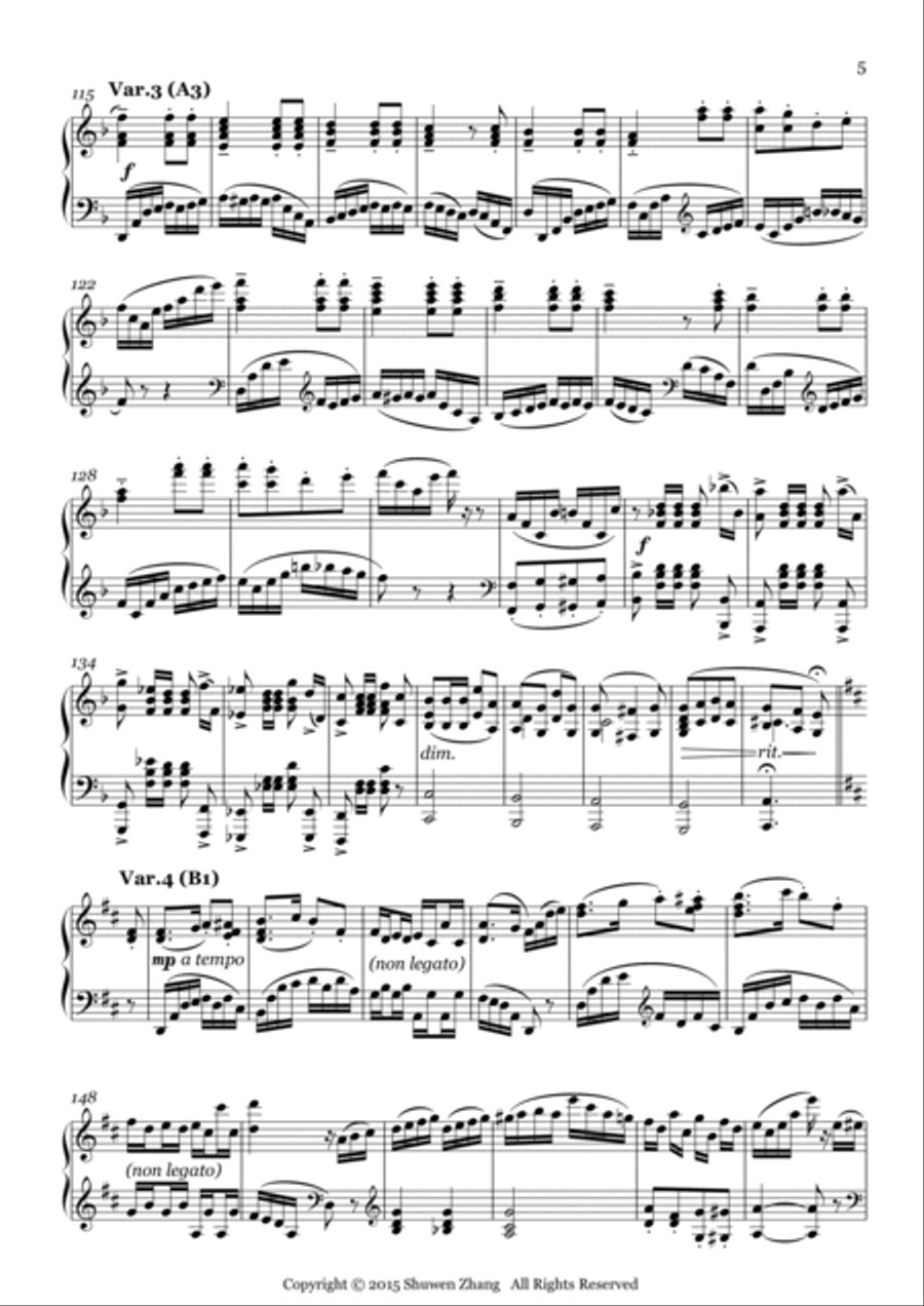 Variations on 3 Themes through 24 Keys Piano Solo scores gallery preview page 5