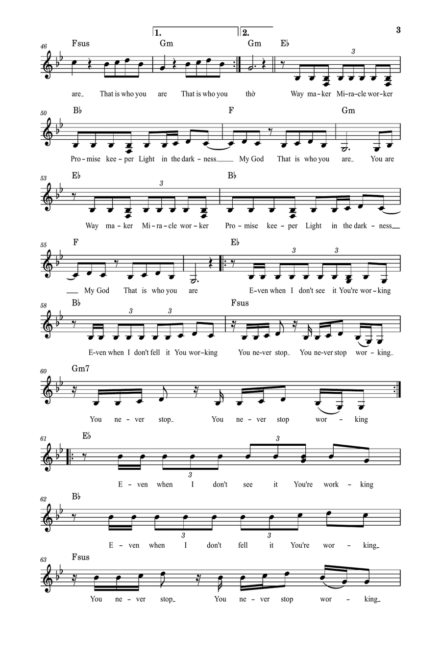 Way Maker Piano Solo scores gallery preview page 3