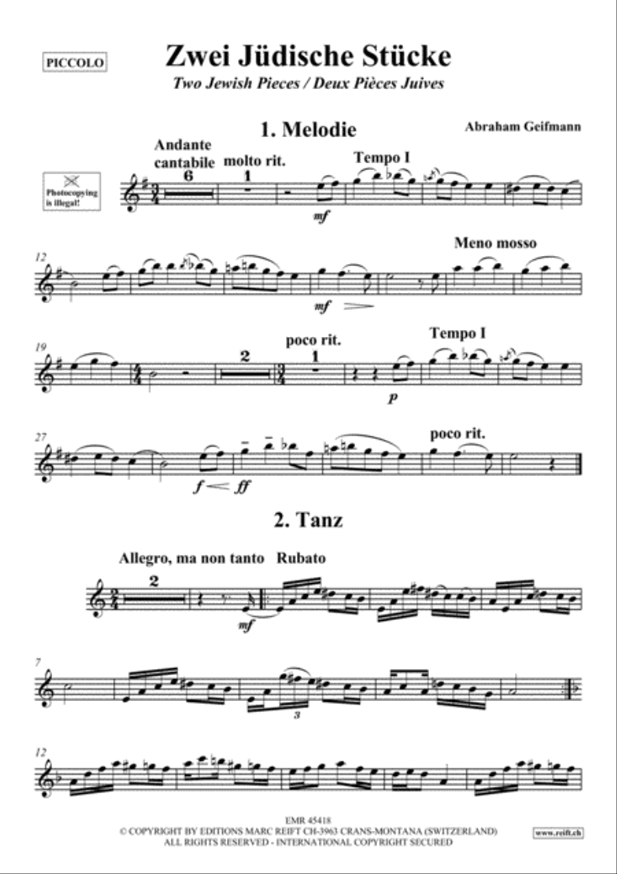 Zwei Judische Stucke Piccolo scores gallery preview page 2