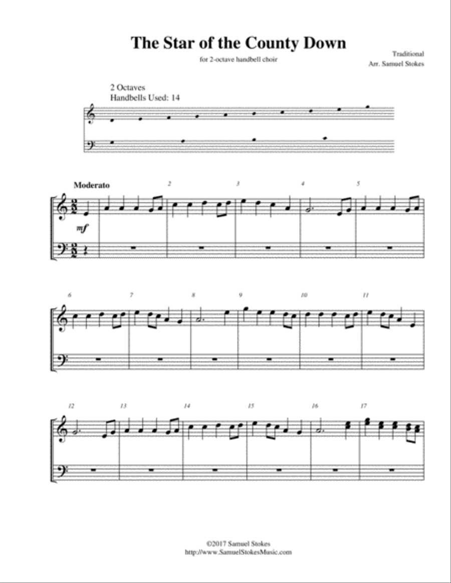 The Star of the County Down - for 2-octave handbell choir 2-Octaves scores gallery preview page 1