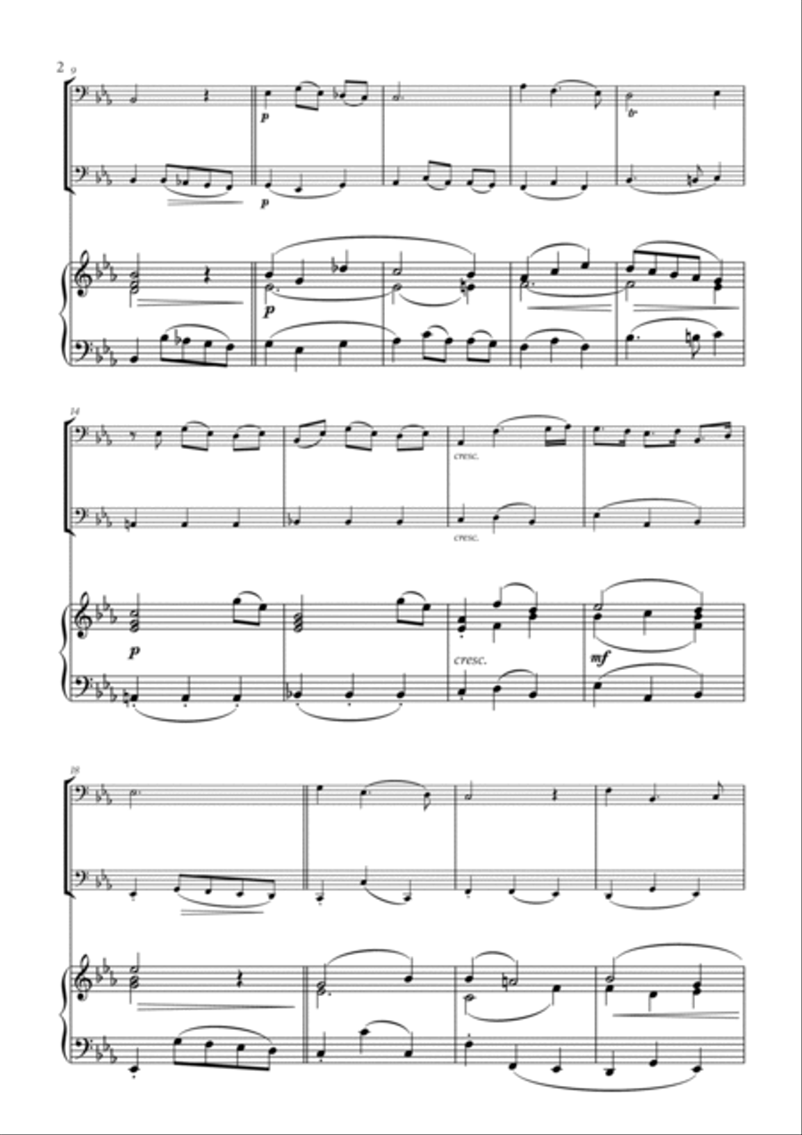 Johann Sebastian Bach - Bist du bei Mir (BWV 508) (for Trombone and Bassoon) Trombone Duet scores gallery preview page 2