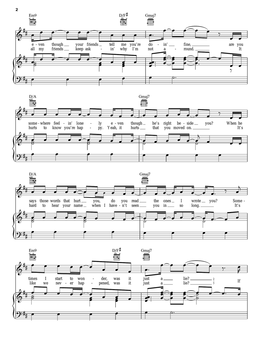 Amnesia Piano, Vocal, Guitar scores gallery preview page 2