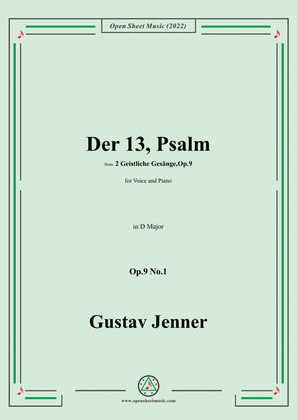 Book cover for Jenner-Der 13,Psalm,in D Major,Op.9 No.1