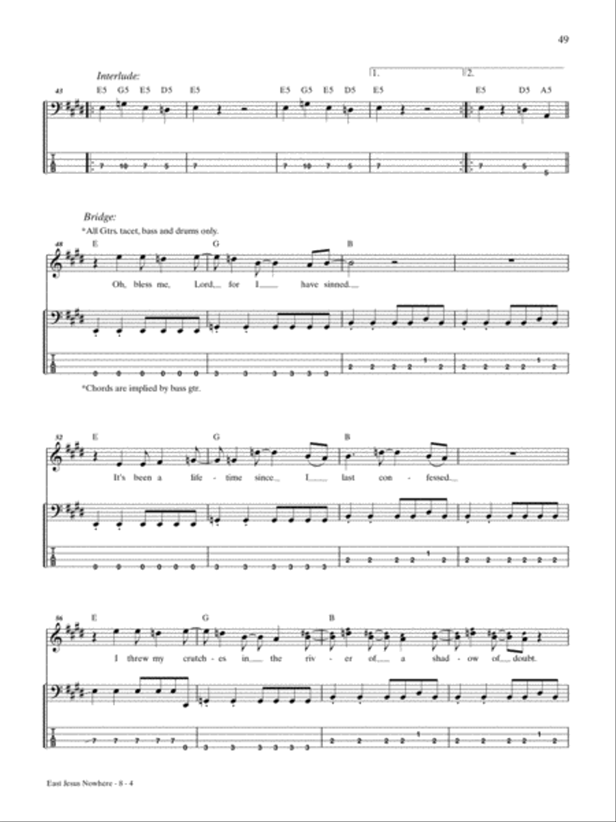 East Jesus Nowhere Bass Guitar Tablature scores gallery preview page 4