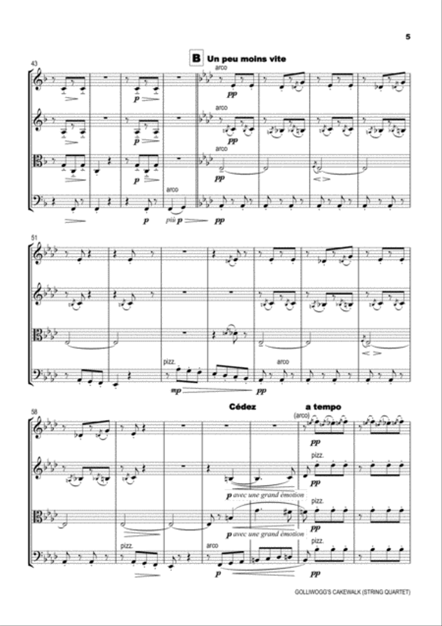 Golliwogg’s Cakewalk String Quartet scores gallery preview page 6