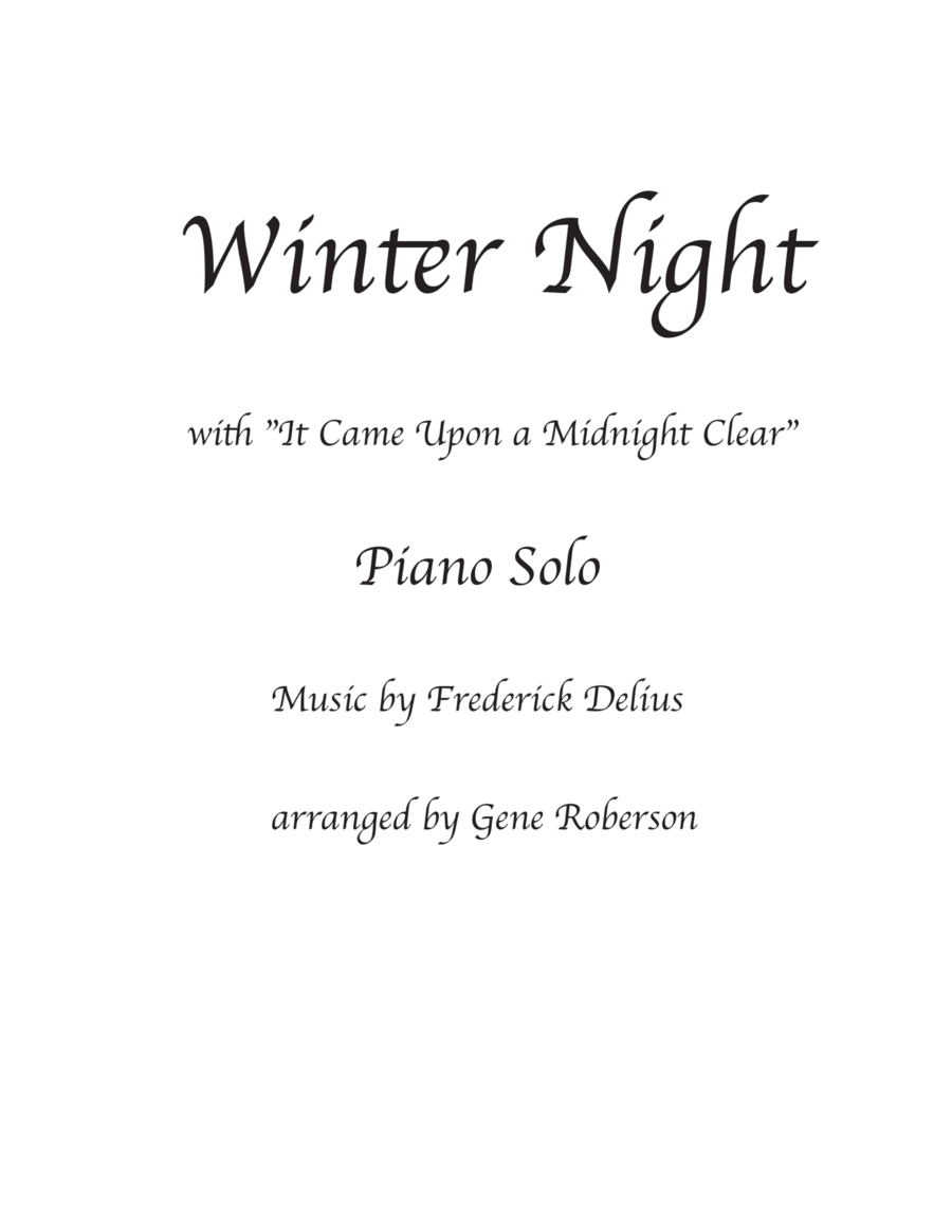 Winter Night with It Came Upon a Midnight Clear Piano solo in G Major