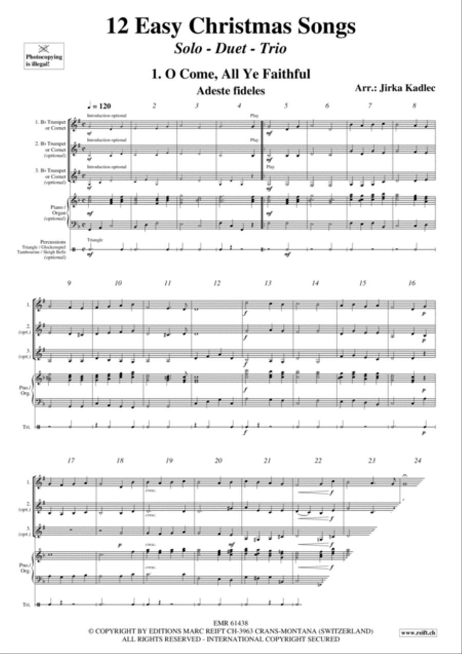 12 Easy Christmas Songs Trumpet Duet scores gallery preview page 3