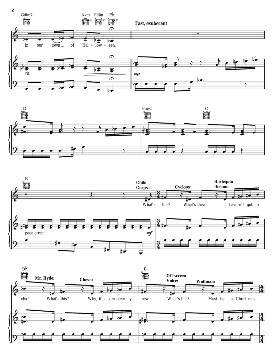 Finale/Reprise (from The Nightmare Before Christmas) Piano, Vocal, Guitar scores gallery preview page 2