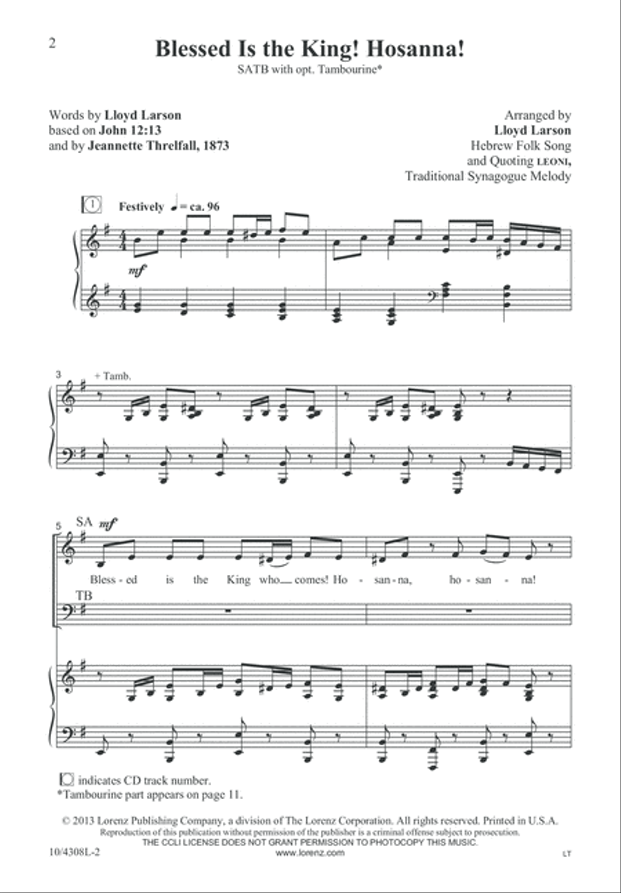 Blessed Is the King! Hosanna! 4-Part scores gallery preview page 2
