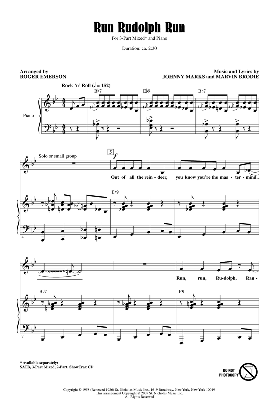 Run Rudolph Run 3-Part scores gallery preview page 1