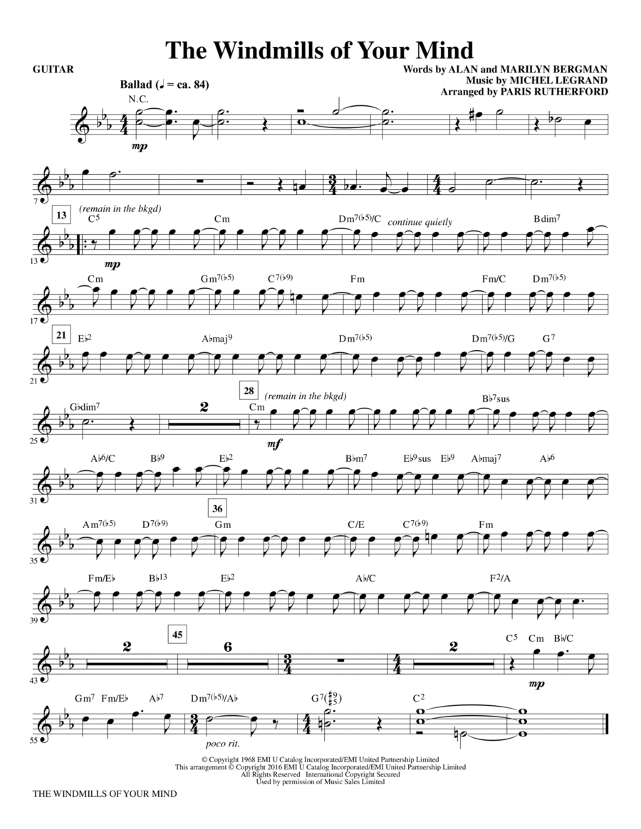 The Windmills of Your Mind - Guitar Choir scores gallery preview page 1