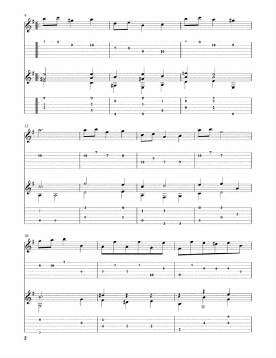 Minuet (from Sonata in C Minor, K40) Classical Guitar scores gallery preview page 2