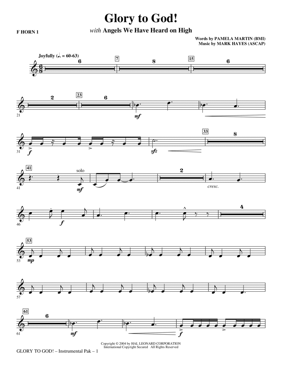 Glory to God! - F Horn 1 Choir scores gallery preview page 1
