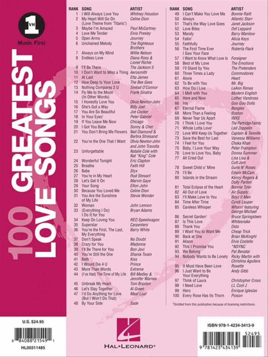 VH1's 100 Greatest Love Songs Easy Piano scores gallery preview page 12