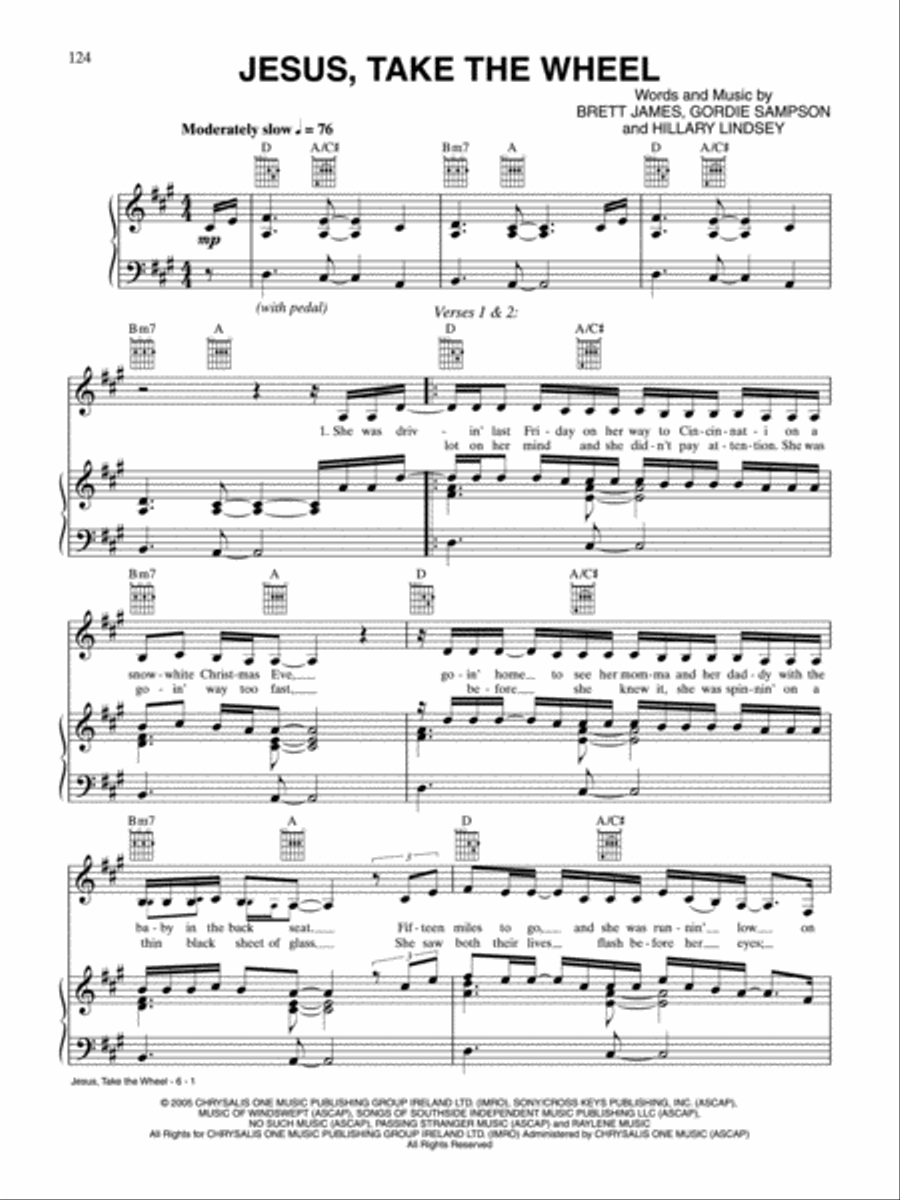 Jesus, Take the Wheel Piano, Vocal, Guitar scores gallery preview page 1