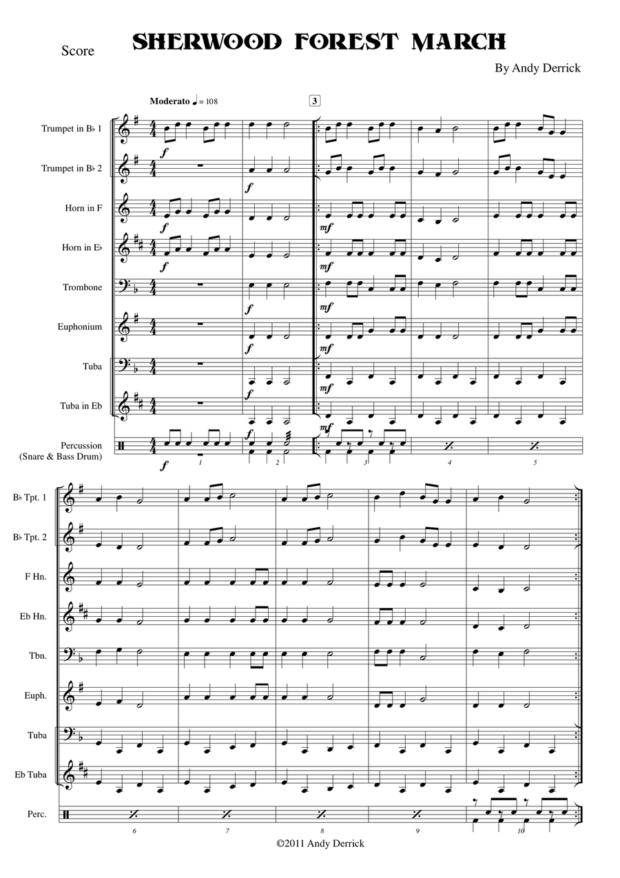 Sherwood Forest March for Junior Brass Band Brass Band scores gallery preview page 1