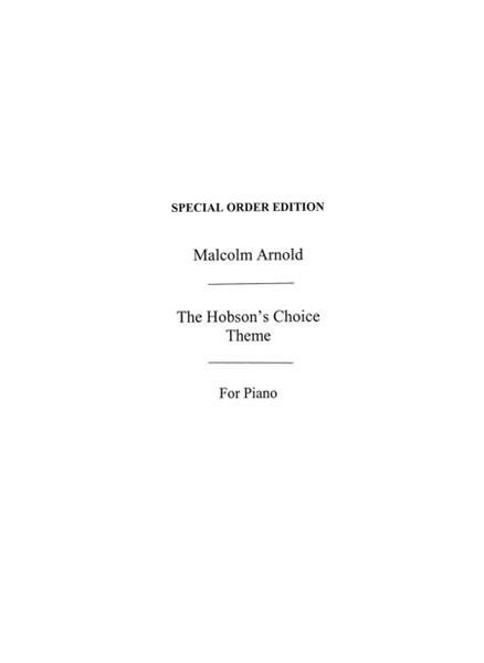 The Hobson's Choice Theme For Piano