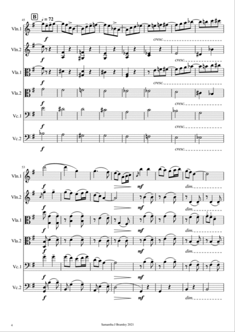 Chanson de Matin by SIr Edward Elgar (for string sextet) Set of Parts scores gallery preview page 4