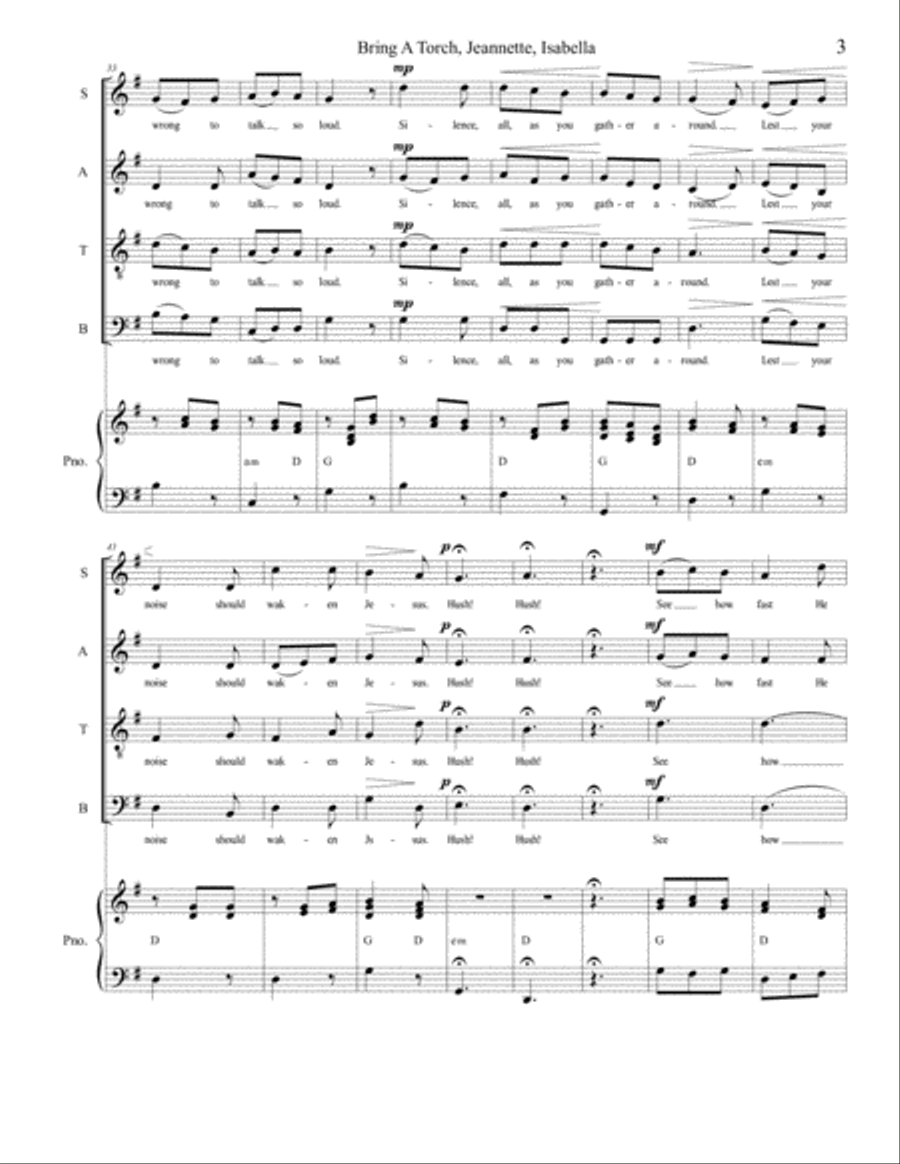 Bring a Torch, Jeannette, Isabella 4-Part scores gallery preview page 3