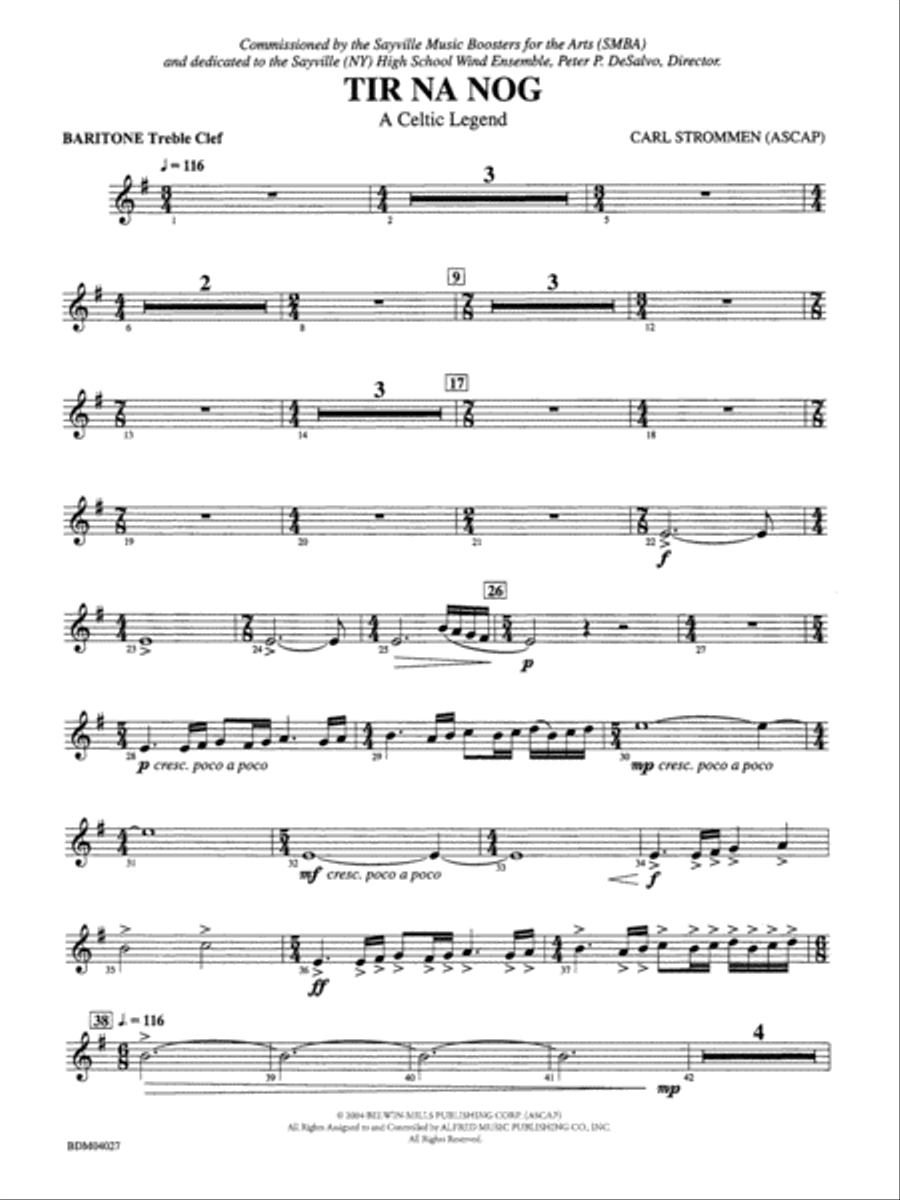 Tir Na Nog (A Celtic Legend): Baritone T.C. Concert Band scores gallery preview page 1