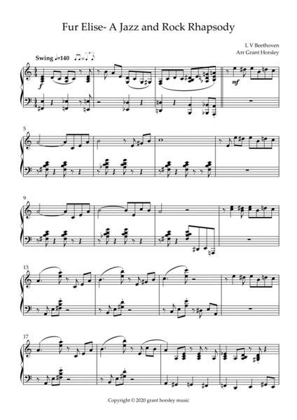 "Fur Elise"- A Jazz and Rock Rhapsody- Piano solo. Advanced Intermediate image number null