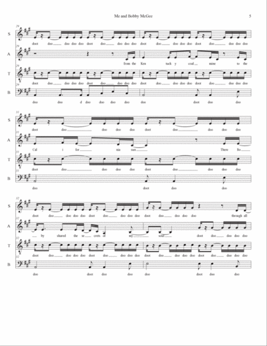 Me And Bobby Mcgee 4-Part scores gallery preview page 5