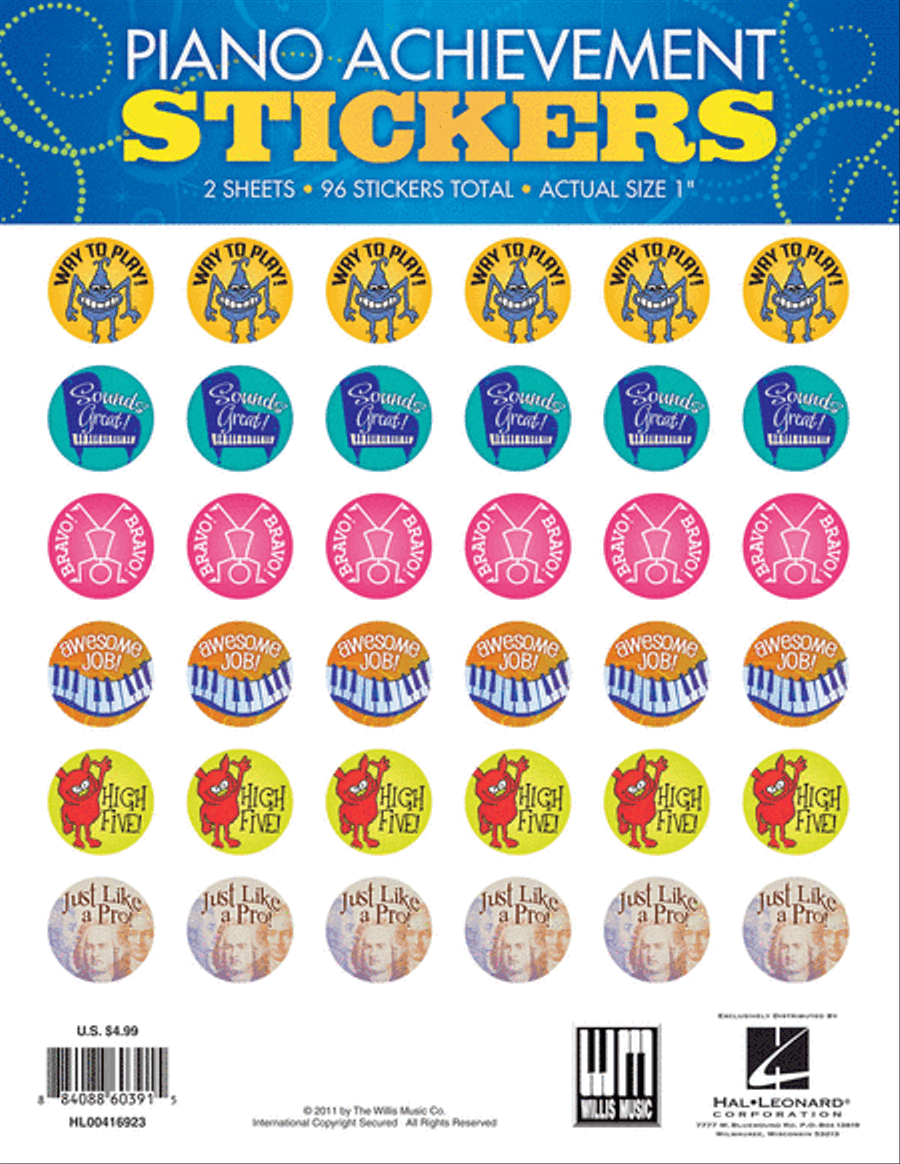 Piano Achievement Stickers Piano Method scores gallery preview page 1