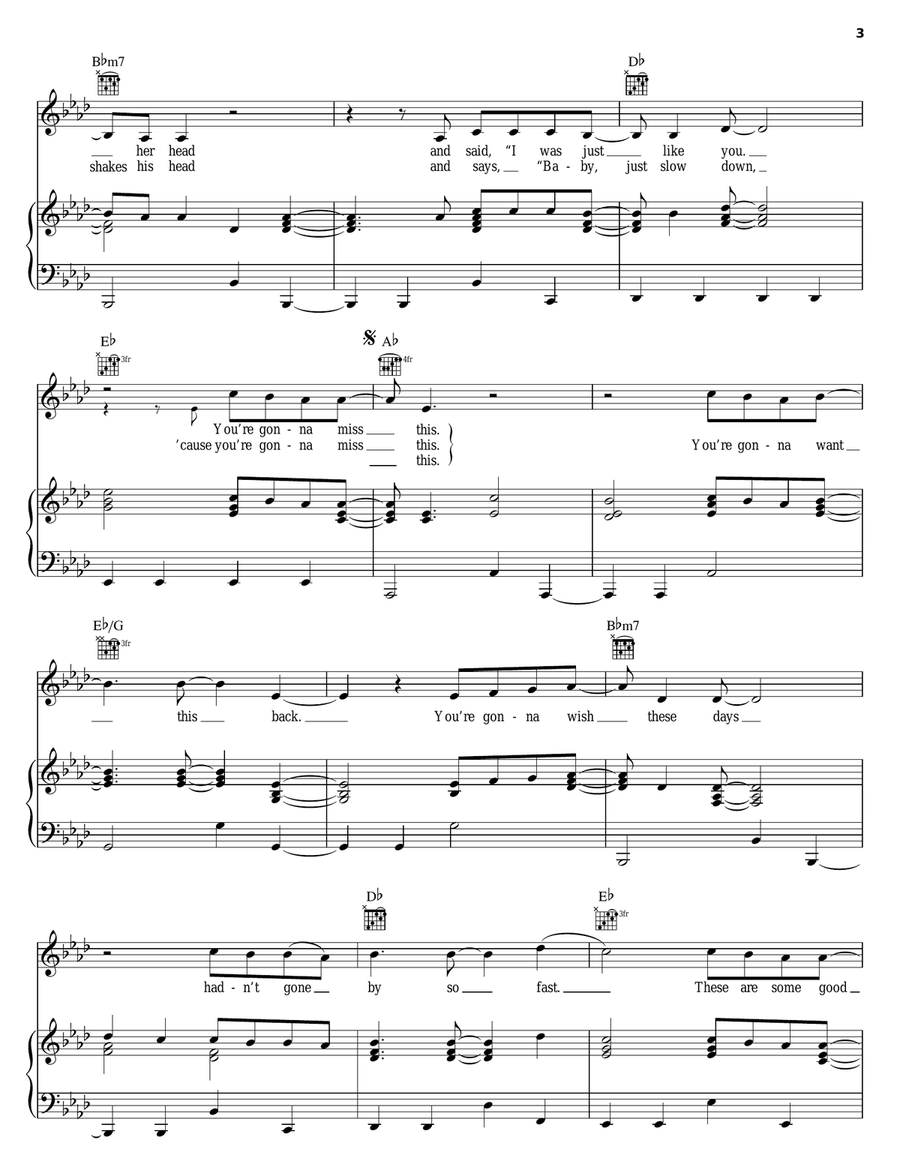 You're Gonna Miss This Piano, Vocal, Guitar scores gallery preview page 3