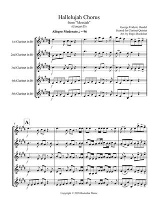 Book cover for Hallelujah (from "Messiah") (D) (Clarinet Quintet)