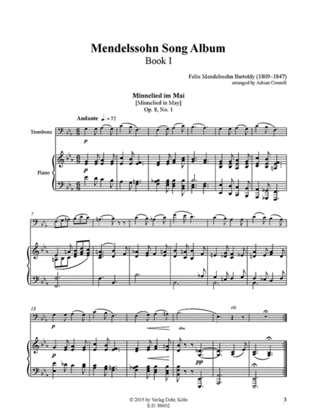 Mendelssohn Song Album I (für Posaune und Klavier)