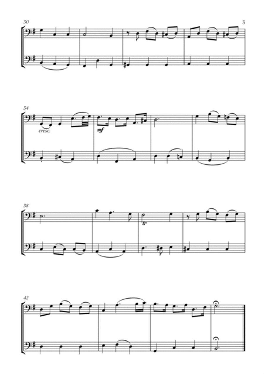 Johann Sebastian Bach - Bist du bei Mir (BWV 508) (G major) (for Trombone and Bassoon) Trombone Duet scores gallery preview page 3