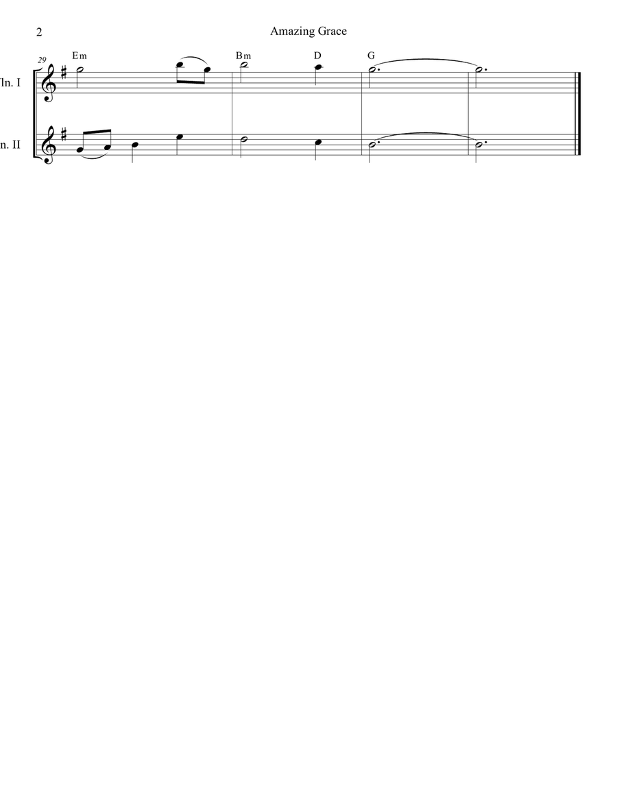 Amazing Grace String Duet scores gallery preview page 2