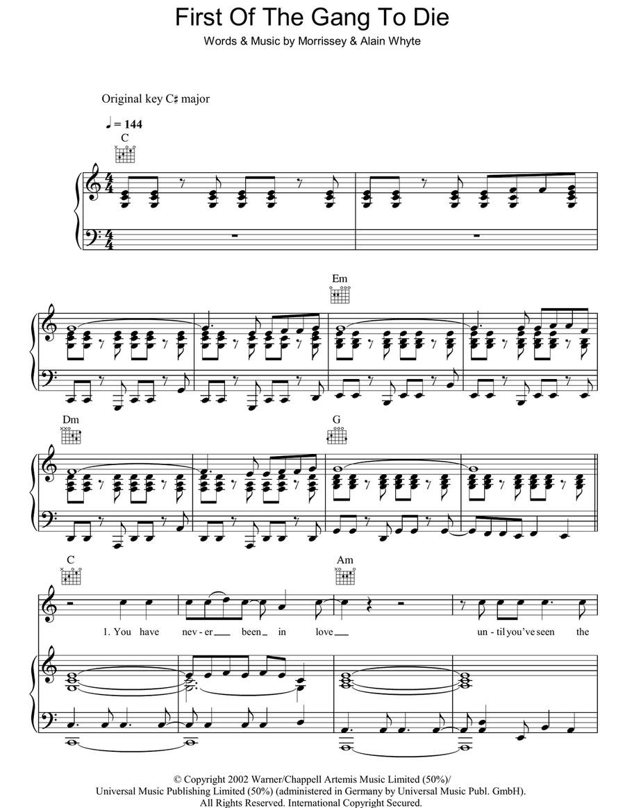 First Of The Gang To Die Guitar scores gallery preview page 1