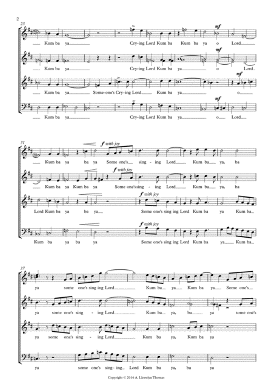 Kum Ba Ya - SATB, A Cappella image number null