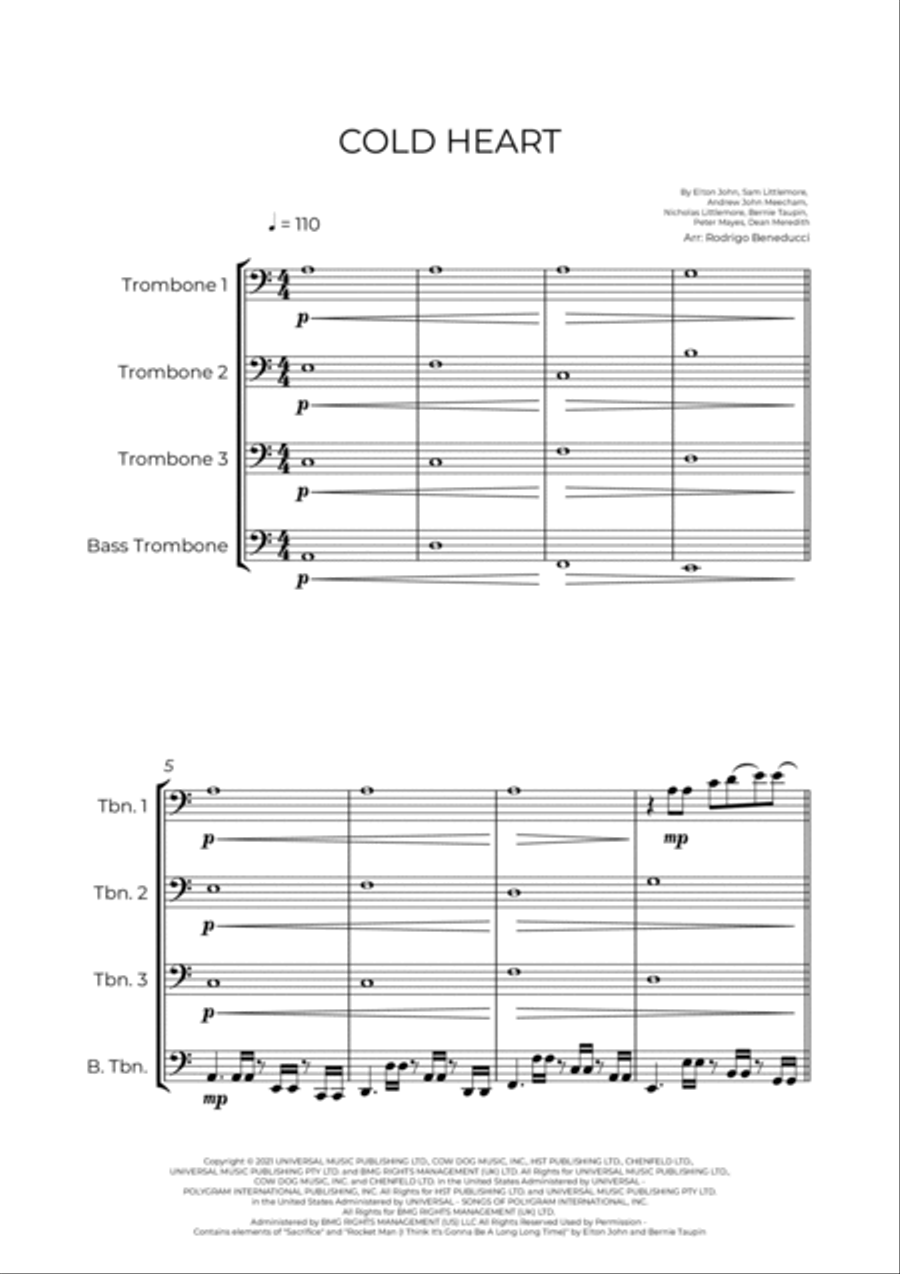 Cold Heart (pnau Remix) Cold Heart (pnau Remix) Brass Quartet scores gallery preview page 2