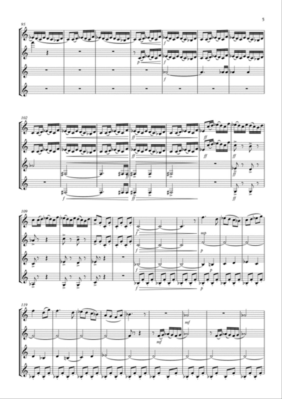 Dance of the Tumblers from 'The Snow Maiden Clarinet Quartet scores gallery preview page 5