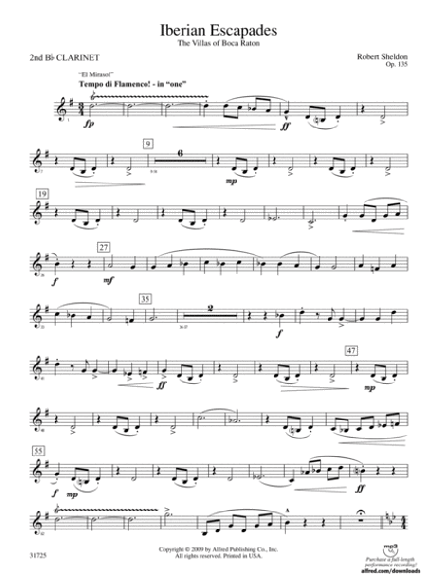Iberian Escapades: 2nd B-flat Clarinet Concert Band scores gallery preview page 1