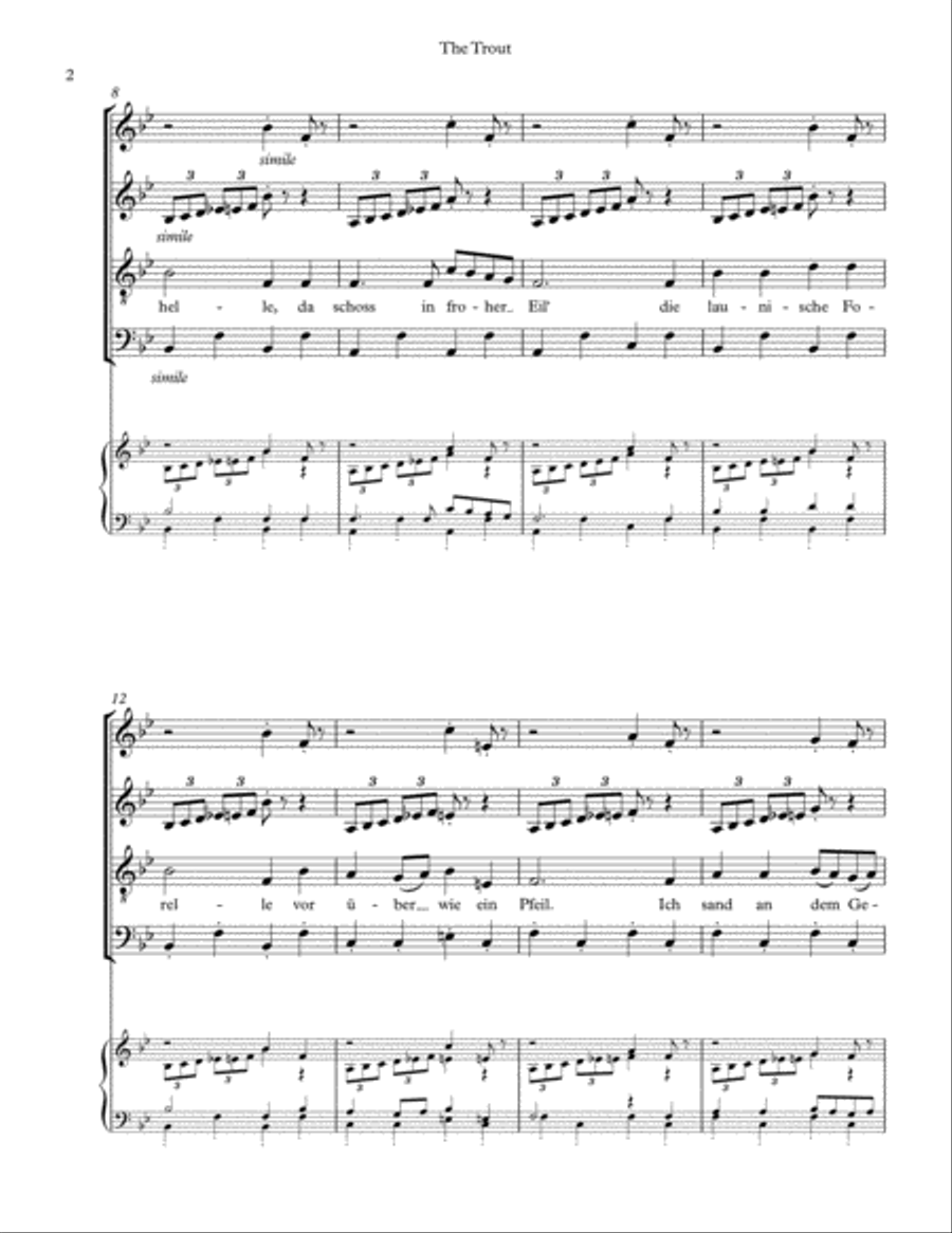 Die Forelle (Schubert). SATB a-cappella 4-Part scores gallery preview page 3