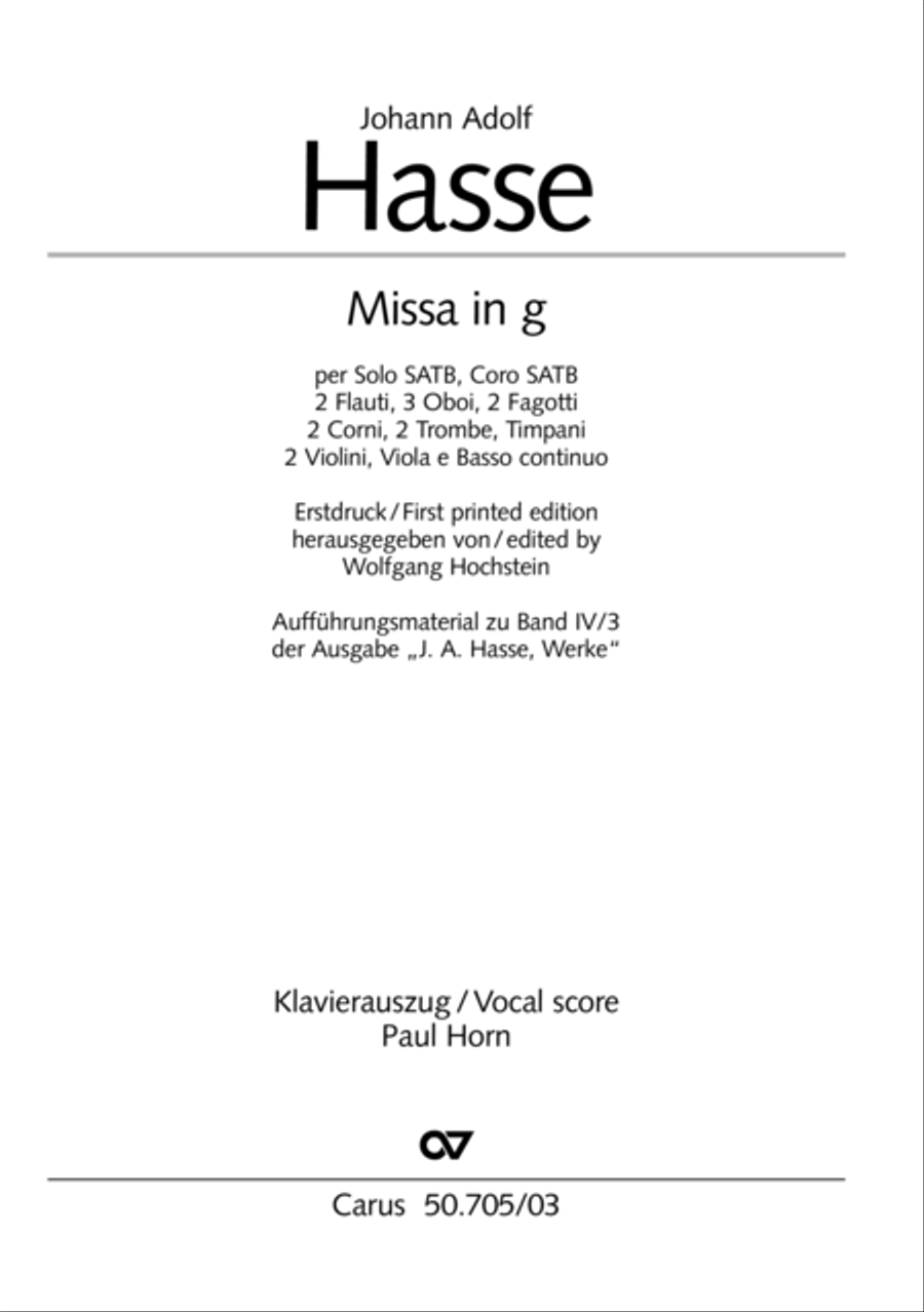 Missa in g. Hasse-Werkausgabe IV/3 4-Part scores gallery preview page 2