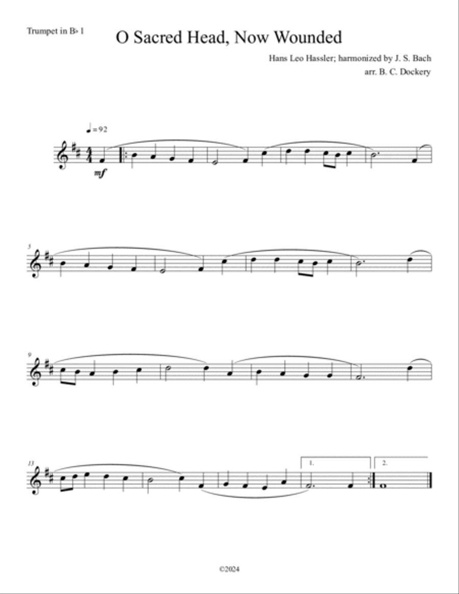 O Sacred Head, Now Wounded (Brass Quartet) Brass Quartet scores gallery preview page 3