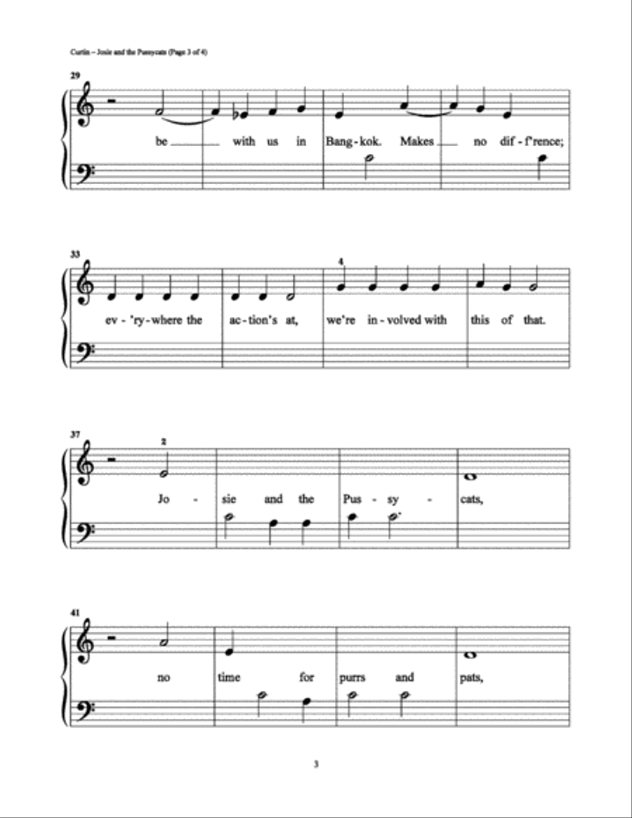 Josie and the Pussycats Josie and the Pussycats Easy Piano scores gallery preview page 3